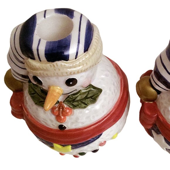 Vintage. Snowman Candlestick Holders Epoch Collection by Noritake, Taper Candle - Picture 7 of 13